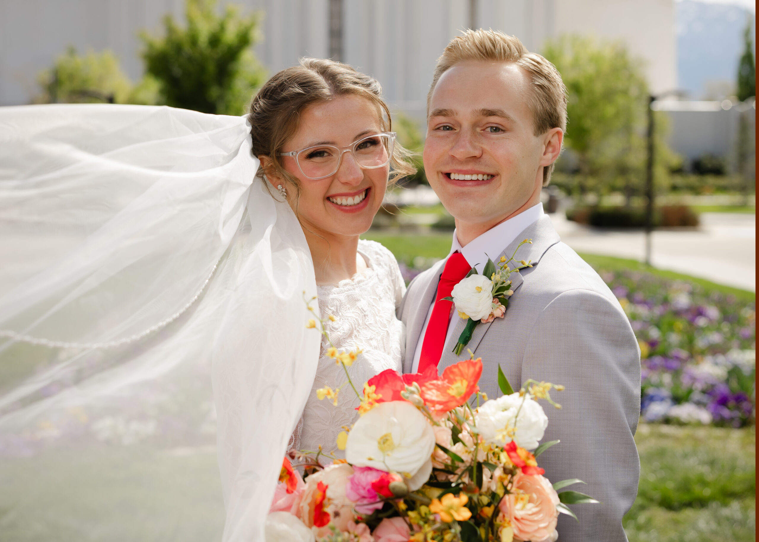 bride and groom at west jordan temple